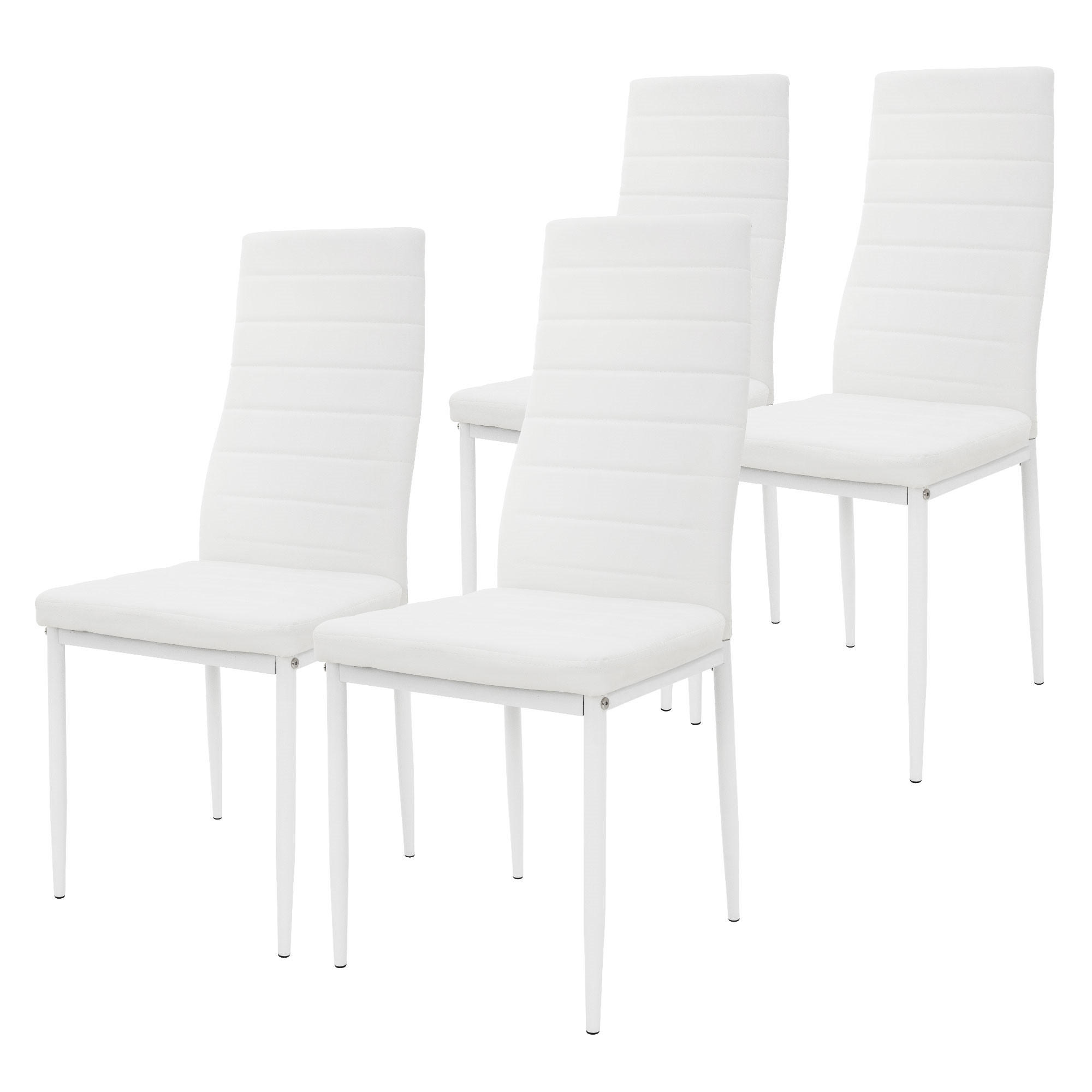 ML-DESIGN JÍDELNÍ ŽIDLE, SADA 4 KS, bílá, umělá kůže