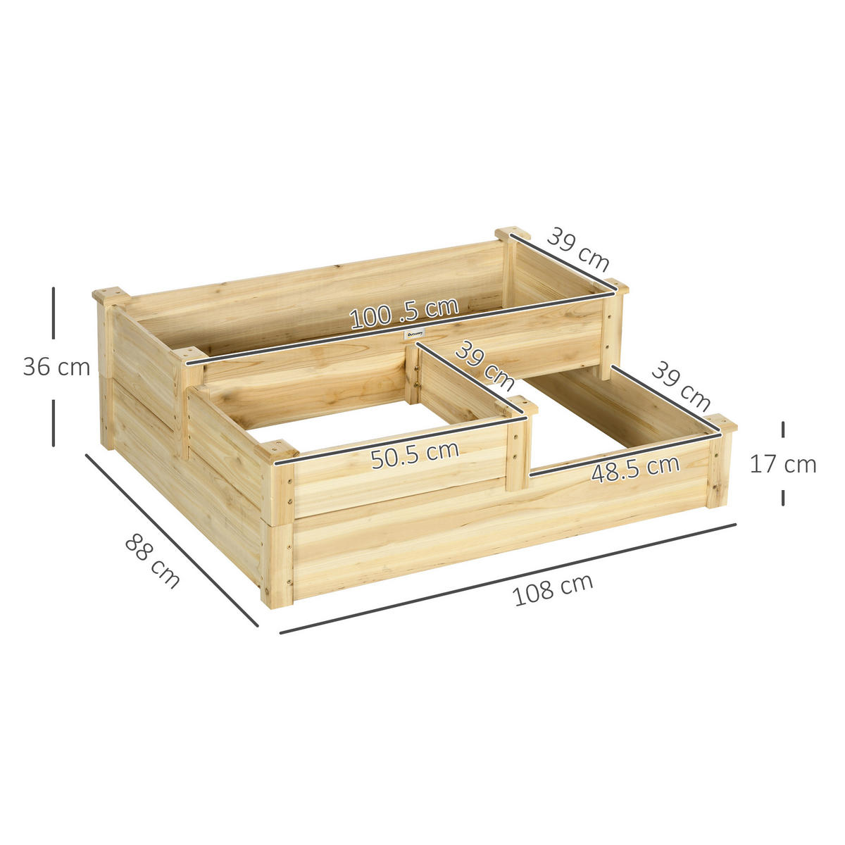 HOCHBEET, Tanne, Naturholz - Naturfarben, Holz (88/36/108cm) - Outsunny