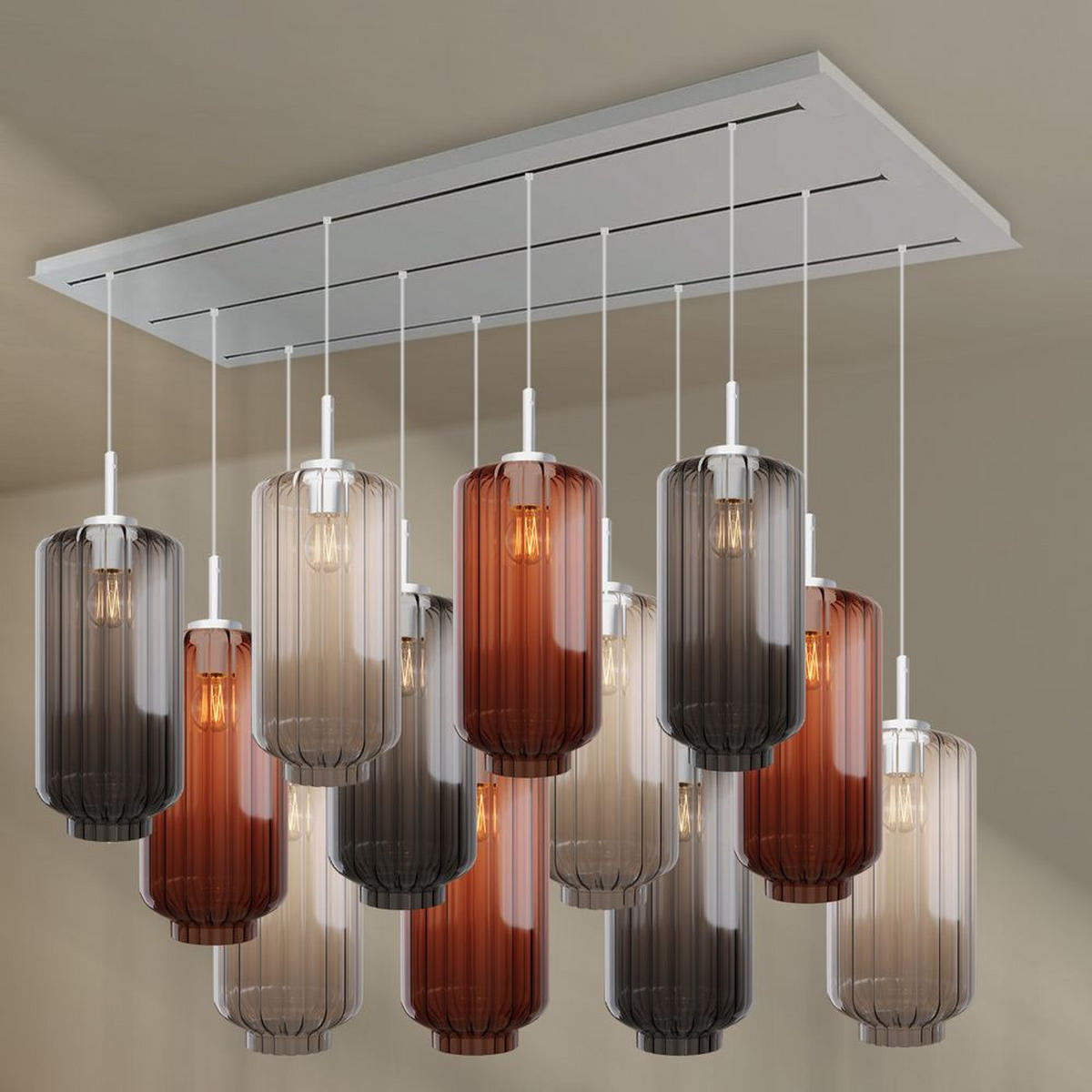 HÄNGELEUCHTE Velo 12-flammig Mehrfarbig Ø 18cm - Multicolor/Weiß, Glas (18/18/33cm) - s.luce