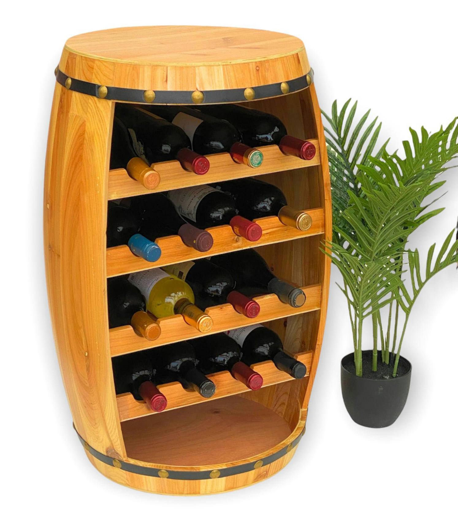 WEINREGAL Holz Weinfass Natur 70 cm 371 - Braun, Holz (48/70/48cm) - DanDiBo