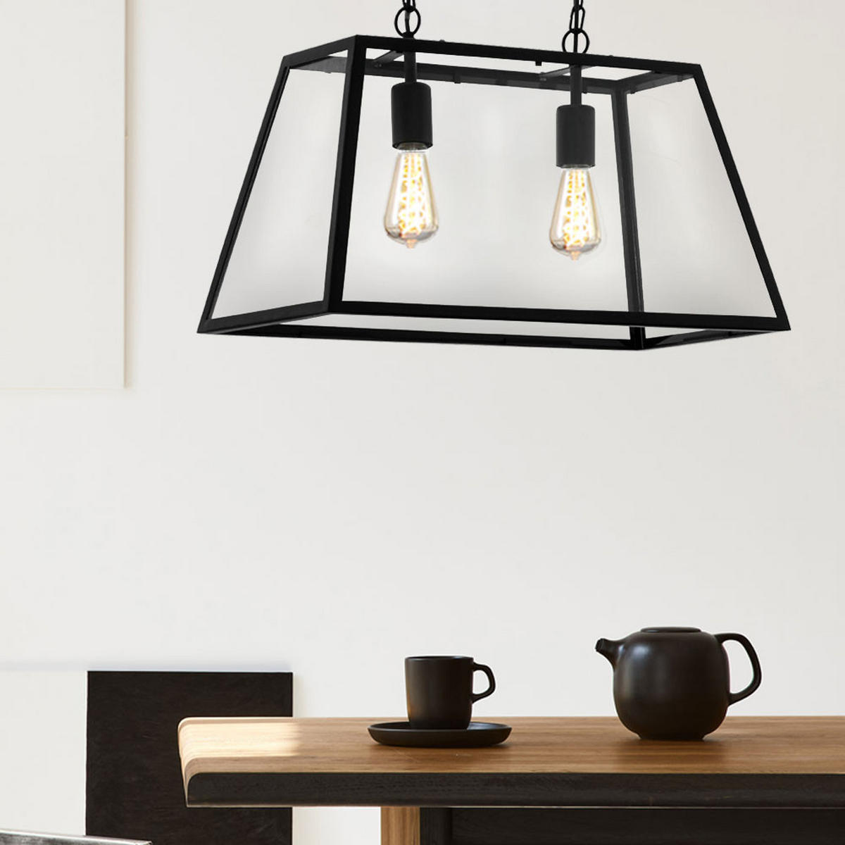 HÄNGELEUCHTE AMESBURY Stahl Schwarz - Schwarz, Glas (57/30/110cm)