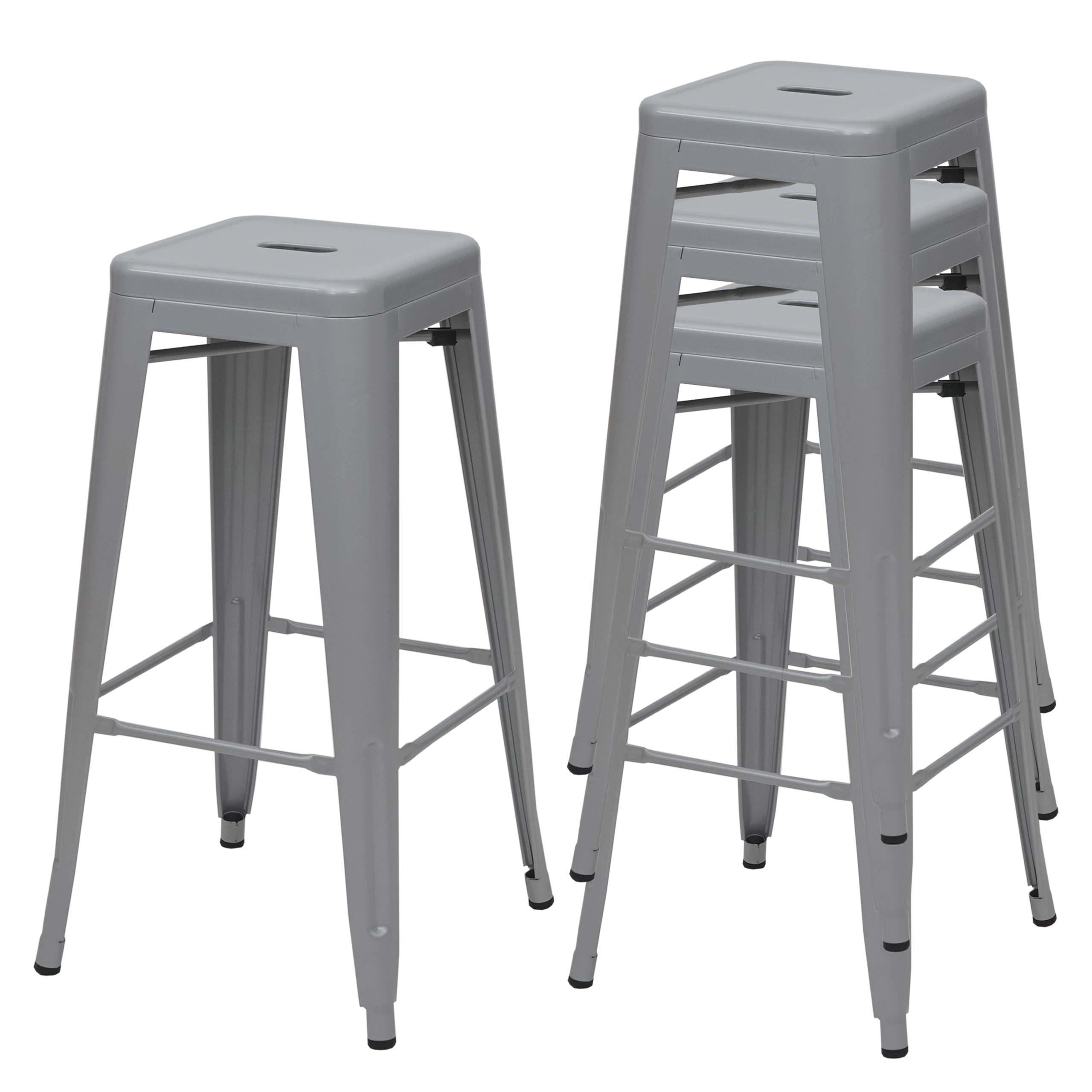 BARHOCKER METALL Grau 4er-Set - Grau, Metall (43/77/43cm) - MCW