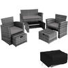 RATTAN SITZGRUPPE Modena,inklusive Staufach und Schutzhülle,grau - Grau, Kunststoff - tectake