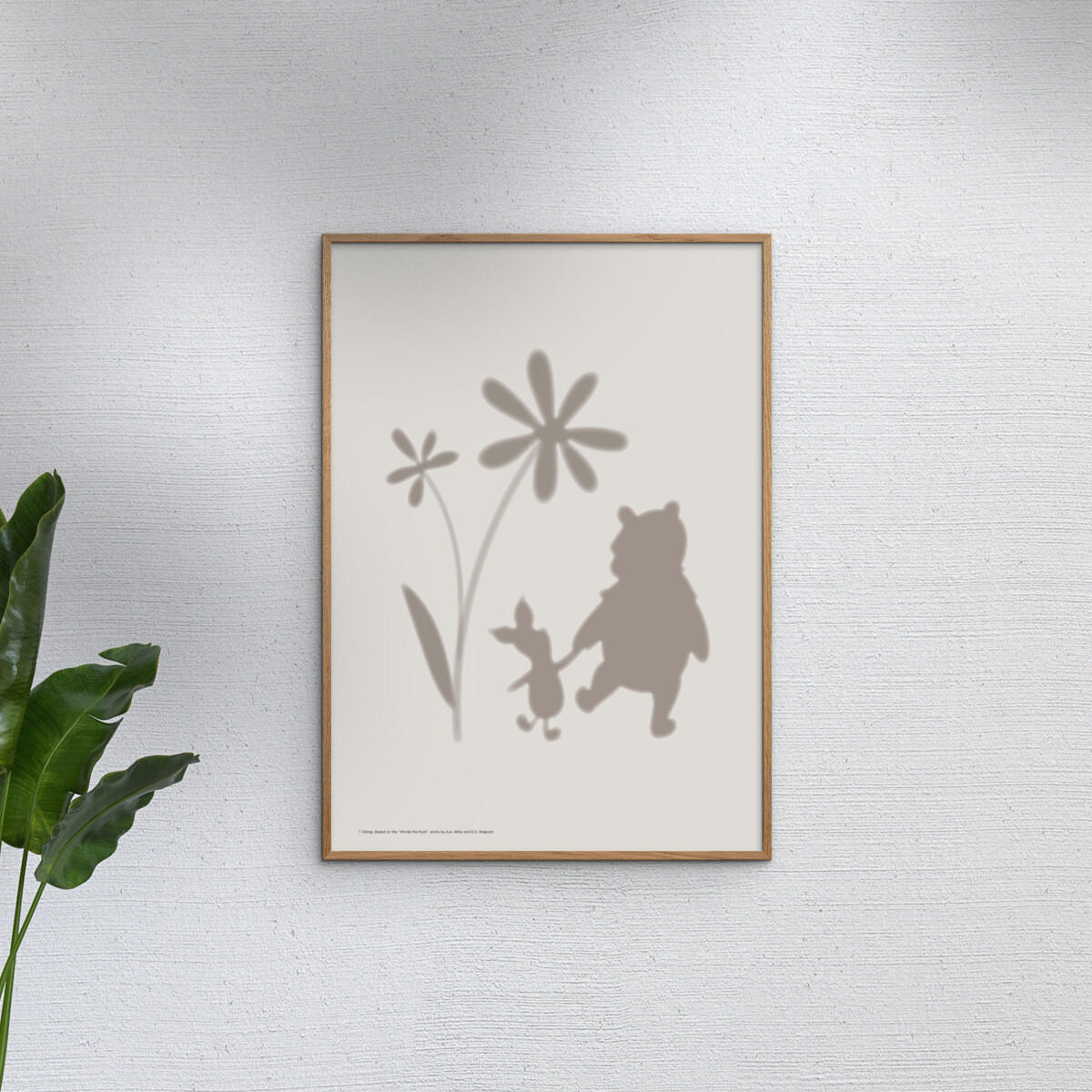 POSTER mit Rahmen Disney - Disney's Winnie the Pooh & Piglet Flower Silhouettes - Eichefarben/Beige, Holz/Papier (70/100cm) - Poster&Frame