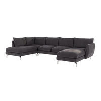 WOHNLANDSCHAFT Elou Graphit Luxusmicrofaser - Chromfarben/Graphitfarben, Textil/Metall (336/87/200cm) - S-Style Möbel