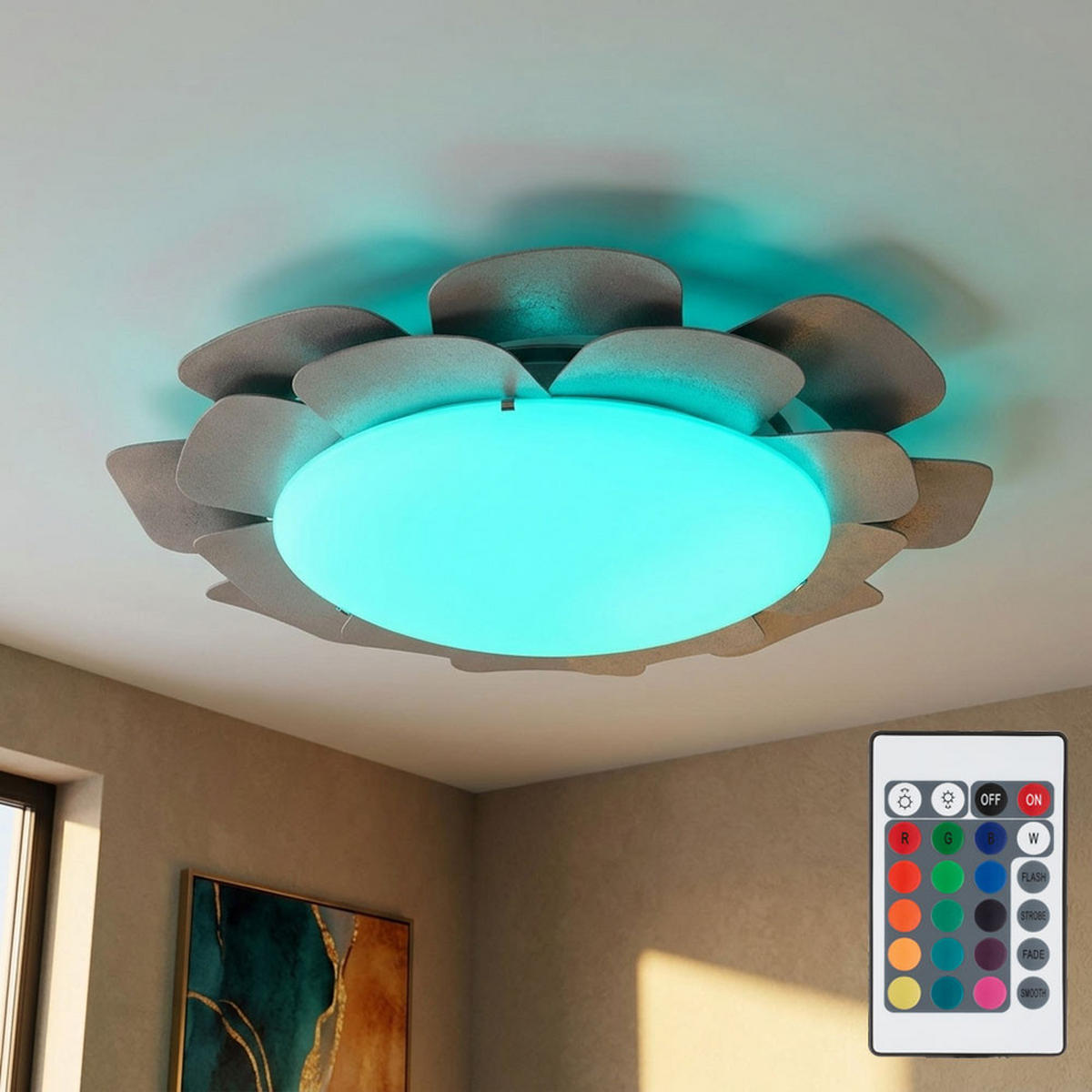LED DECKENLEUCHTE Recletta Silber - Silberfarben, Glas (38/38/8cm)