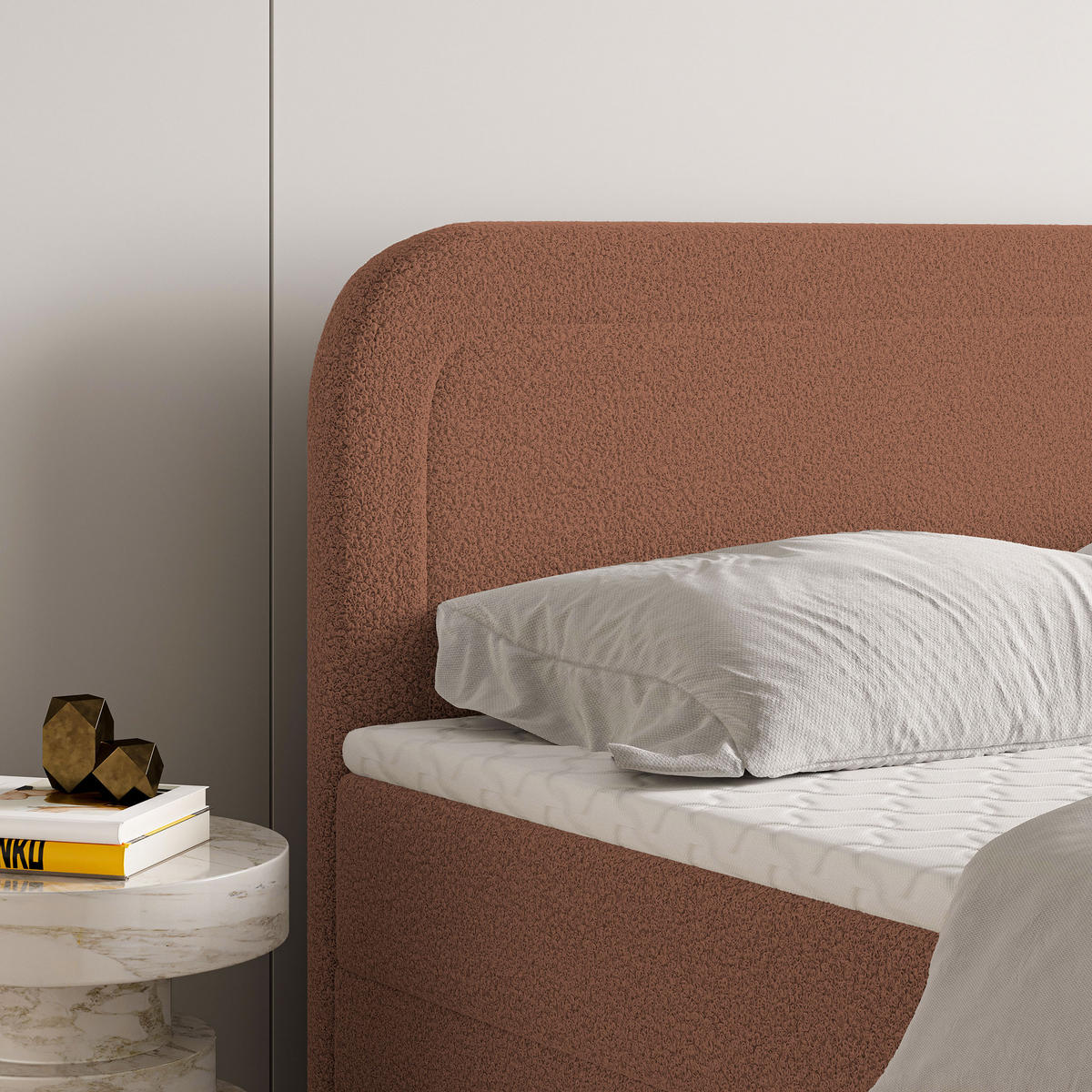 BOXBETT ARMEL 160x200 cm mit Matratze und Topper - Orange - Orange, Holz (160/200cm) - MASSENO