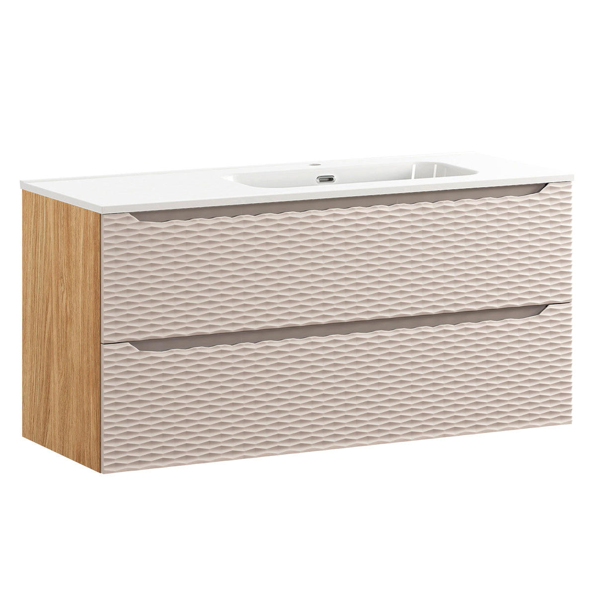BADMÖBEL 120cm Elora 2er-Set Beige und Holz - Braun, Holzwerkstoff (120/57/46cm) - Petits-meubles