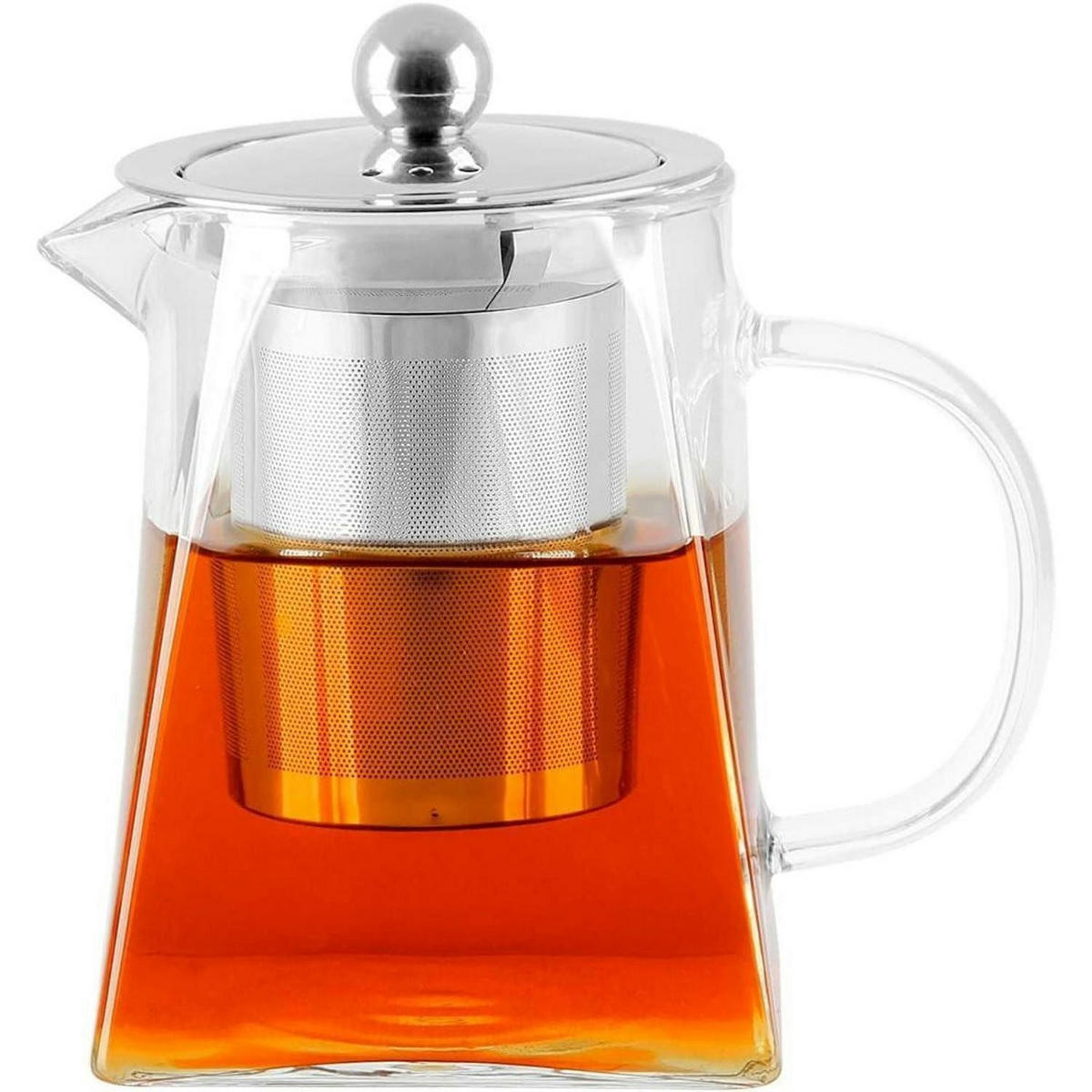 TEEKANNE Glas mit Siebeinsatz 500ml eckig hitzebeständig - Transparent, Glas (8.7/8.7cm)