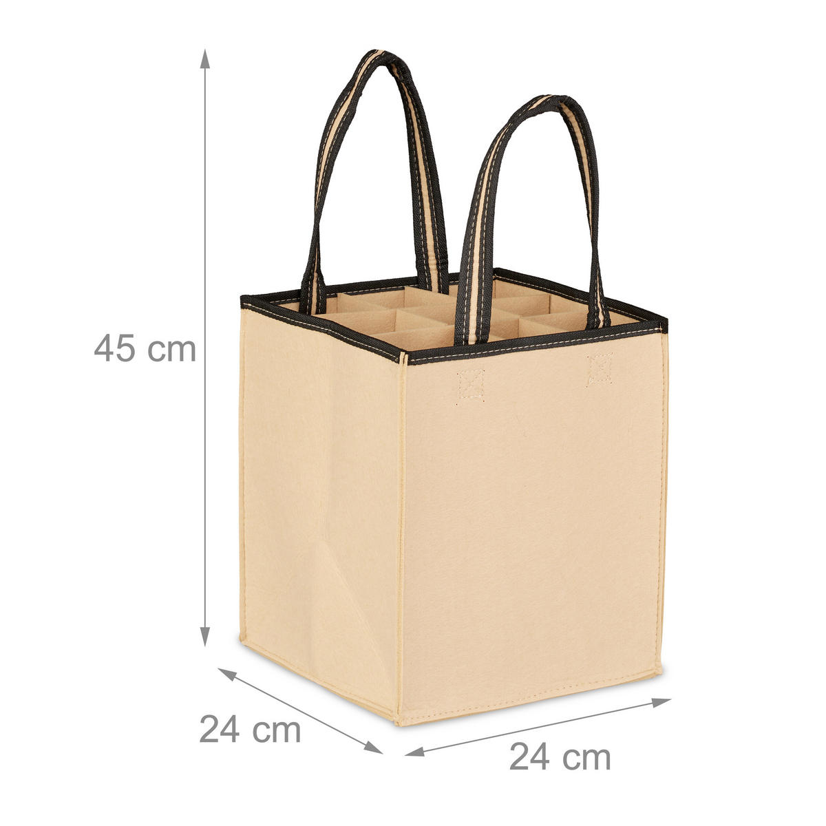 FLASCHENTASCHE - Beige, Textil (24/45/24cm) - Relaxdays