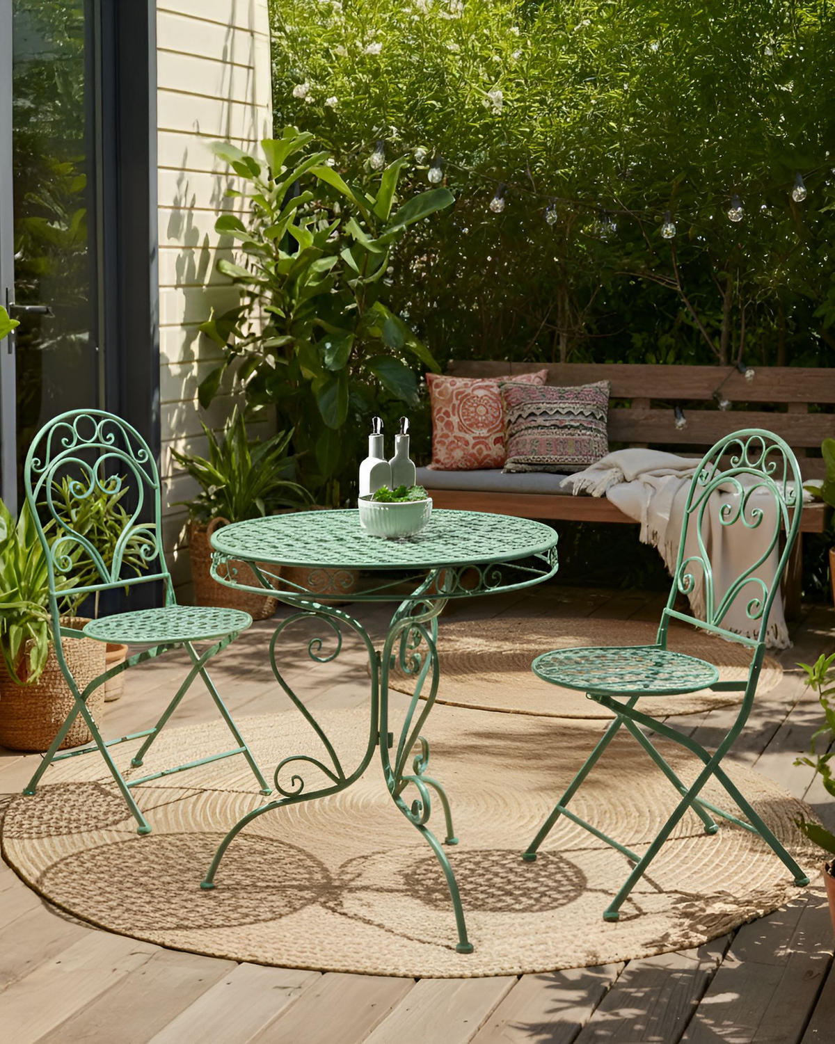 GARTENSTUHL 2er Set Metall Grün Albinia - Grün, Metall (42/94/55cm) - Beliani