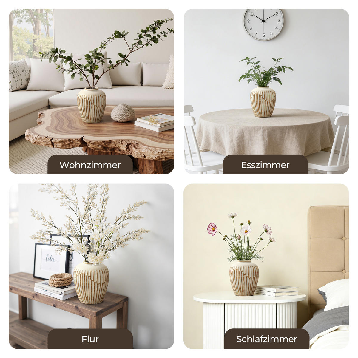 CERAMIC vase vintage look,beige,H 23.5cm - Beige, Keramik (23.5cm) - Hometopia