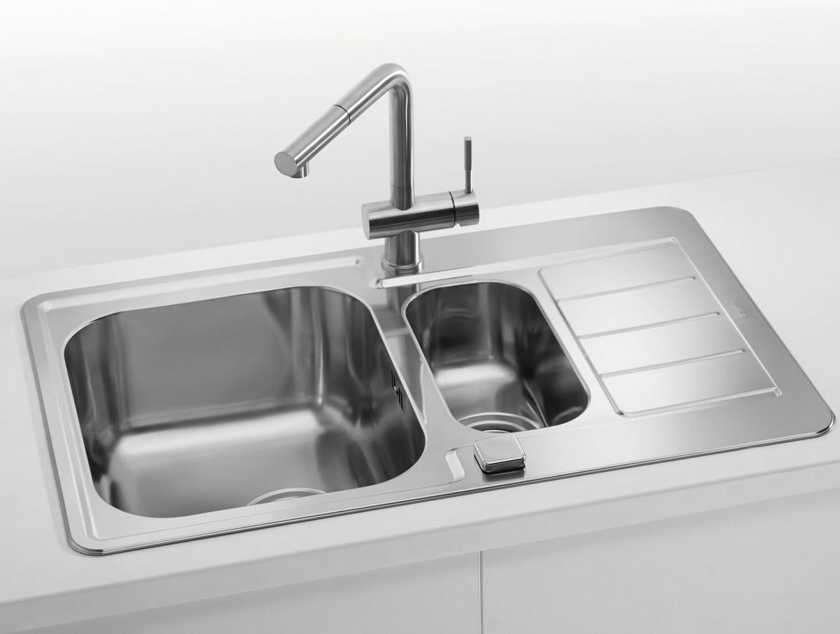 KÜCHENSPÜLE 79x50cm Edelstahl Line maxim 70 Schrank ab 60cm 2x Hahnloch 1,5 Becken - Edelstahlfarben, Metall (50/19/79cm) - Alveus