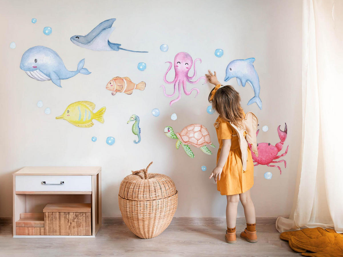 AUFKLEBER 60x85 cm Meerestiere - Multicolor, Kunststoff (60/85/0.1cm) - TULUP