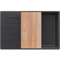 SPÜLBECKEN Kopenhagen, 2-er set Anthrazit 78/50 cm 1 Becken + Ablauf-Set + Schneidebrett ab 60er Unterschrank - Chromfarben/Anthrazit, Kunststoff (78/20/50cm) - Primagran