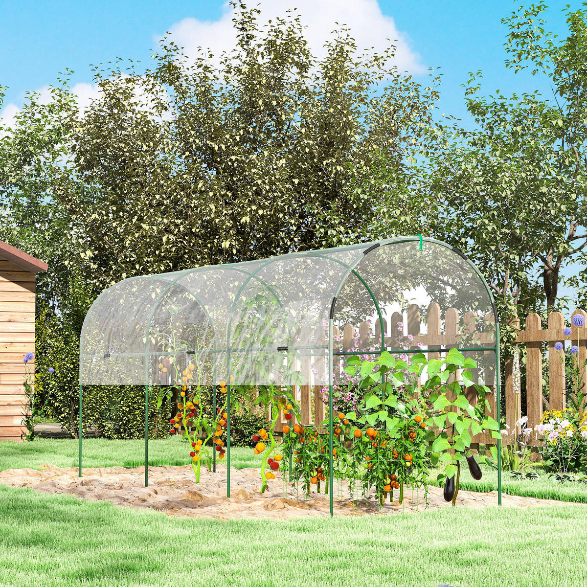GEWÄCHSHAUS DE-05787 Winterfest mit Bogendach & Erdankern Transparent - Transparent, Kunststoff/Metall (120/170/400cm) - ComfortXL