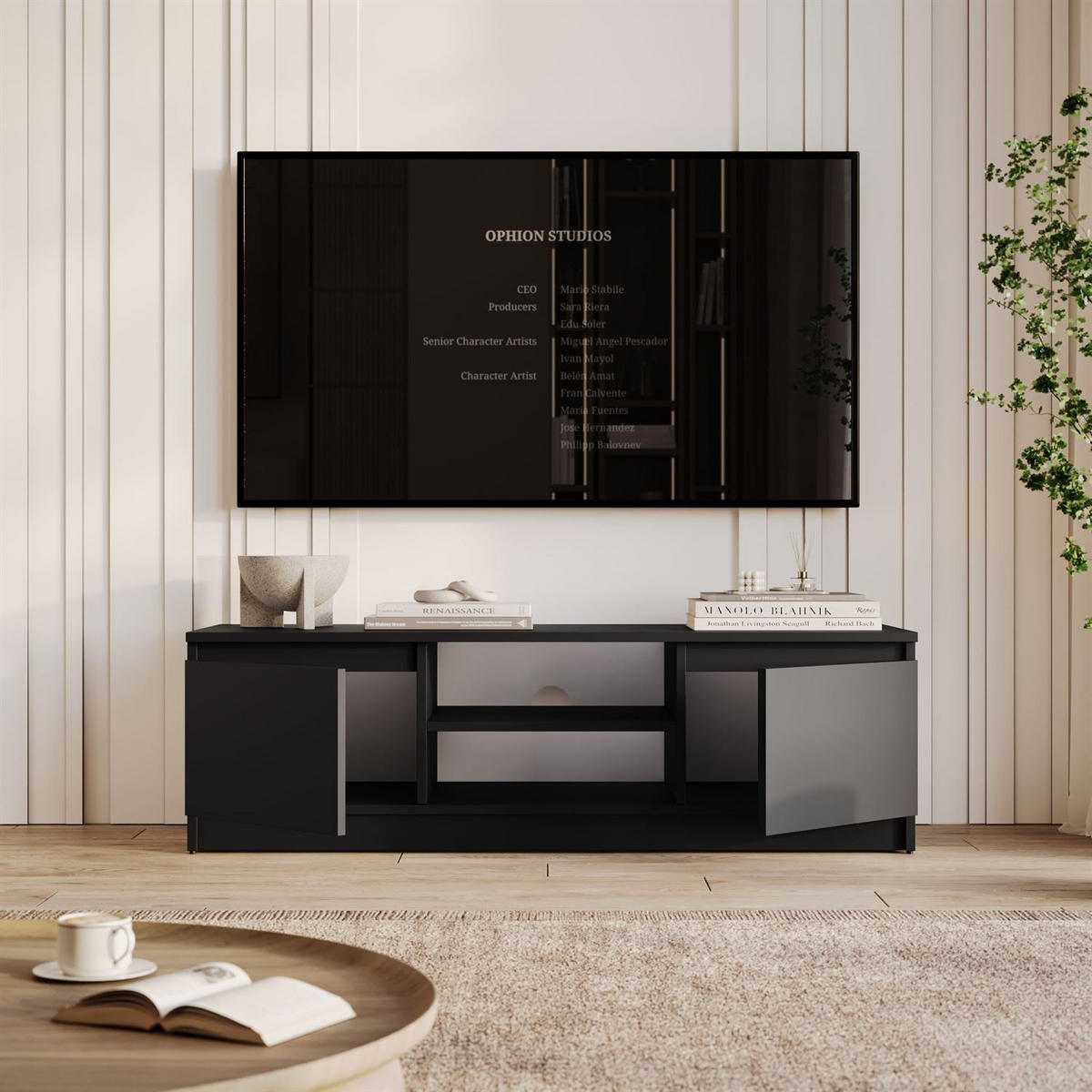 LOWBOARD HANA 120 cm Schwarz matt - Schwarz, Holzwerkstoff (120/36/40cm) - Lookway