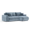 ECKSOFA MIT SCHLAFFUNKTION Bodega Blau Grau Samtstoff - Blaugrau/Schwarz, Holz/Holzwerkstoff (235/138cm) - Maison de Reve