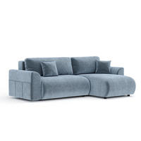 ECKSOFA MIT SCHLAFFUNKTION Bodega Blau Grau Samtstoff - Blaugrau/Schwarz, Holz/Holzwerkstoff (235/138cm) - Maison de Reve