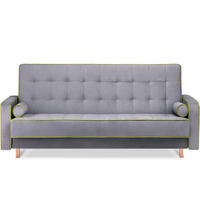 3-SITZER-SCHLAFSOFA DOZER mit 2 Zierkissen und Wellenunterfederung, Grau - Grau, Textil (223/94/93cm) - KONSIMO®
