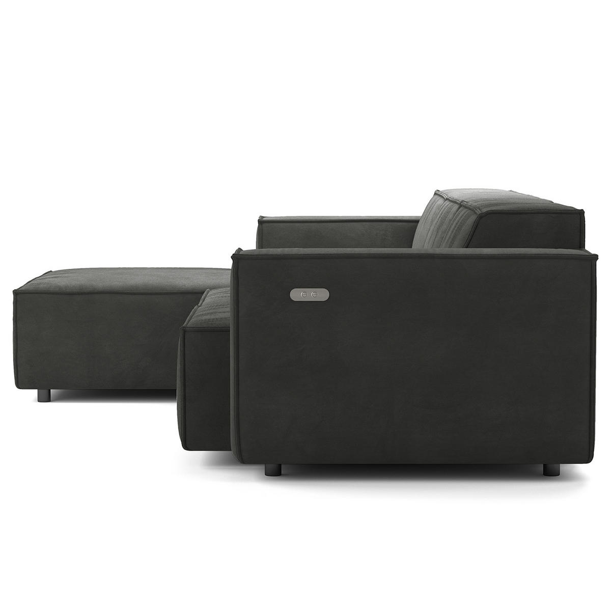 ECKSOFA mit Longchair - Schwarz/Grau, Kunststoff/Textil (260/177cm) - home24