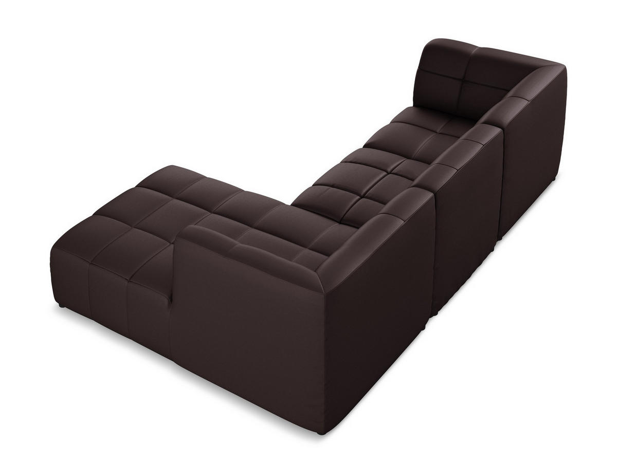 ECKSOFA Links Chenille Stoff Grau - Hellgrau/Schwarz, Holzwerkstoff/Kunststoff (178/166cm) - Makamii