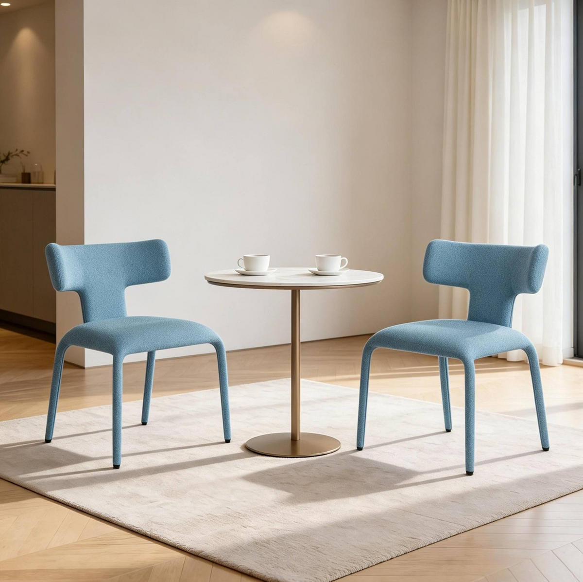 ESSSTUHL 2er-Set Blau Leinen 53 x 53 x 78 cm - Blau, Metall (53/78/53cm) - Meubliv