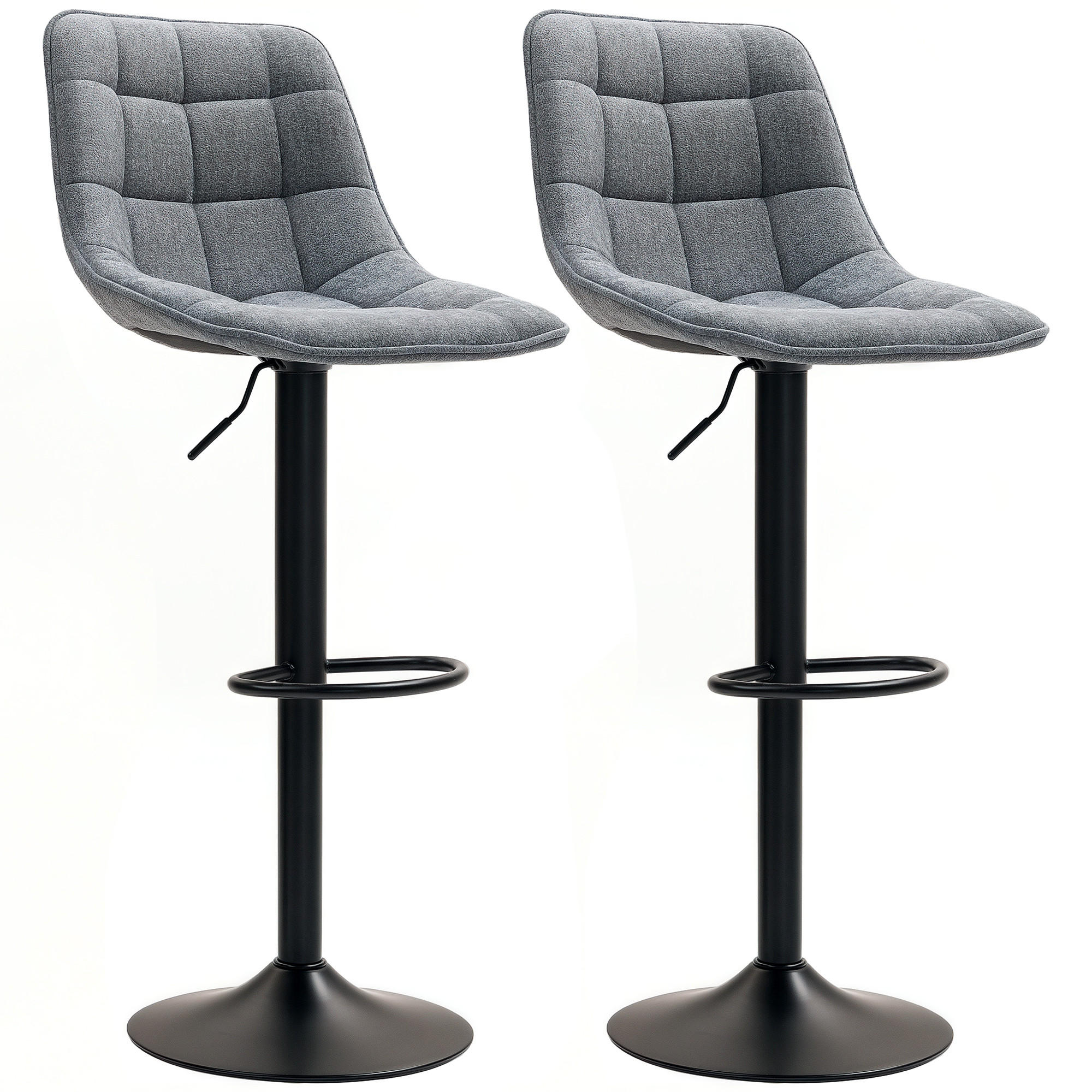 BARHOCKER 2er Set, Höhenverstellbar, Dunkelgrau - Dunkelgrau, Kunststoff (53/117/47cm) - HOMCOM
