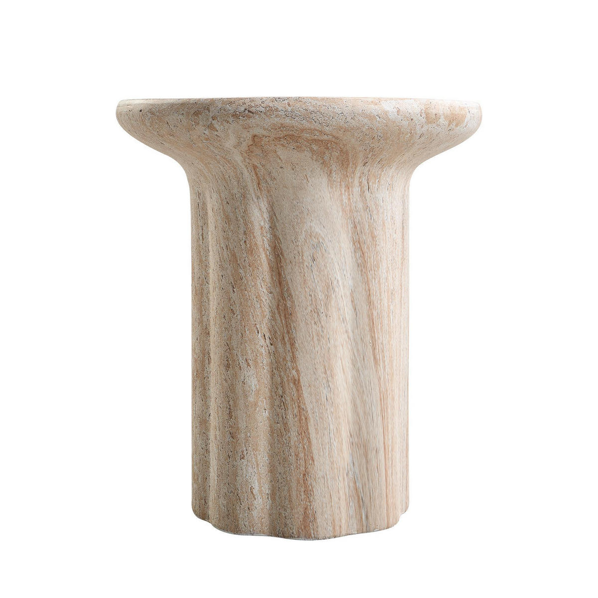 BEISTELLTISCH in Travertinoptik,Beige - Beige, Naturmaterialien (40/40/45cm) - KOMHTOM