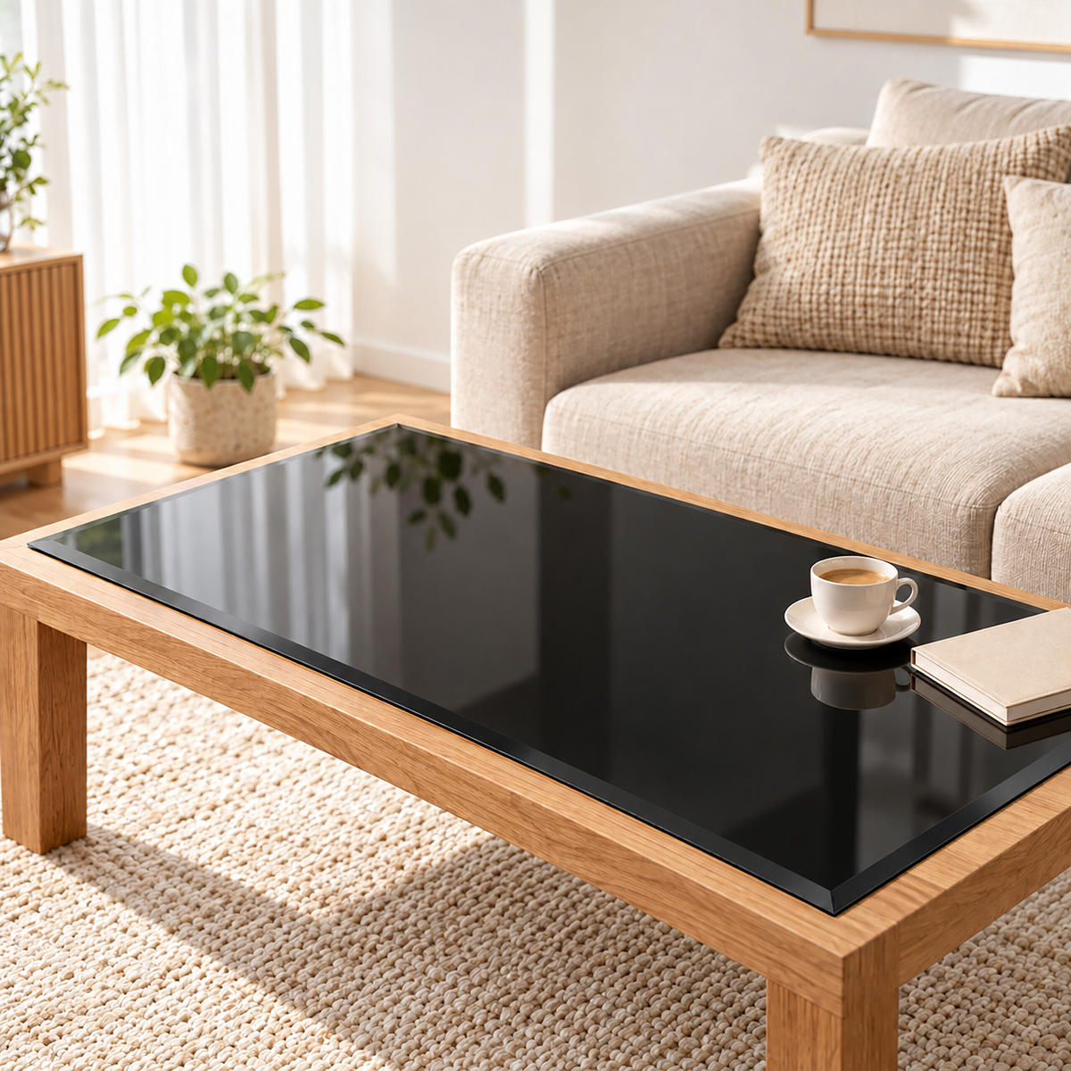 PLOŠČA Črna kaljeno varnostno steklo 120x65 cm pravokotna - črna, steklo (65/120/0.6cm) - Relaxdays