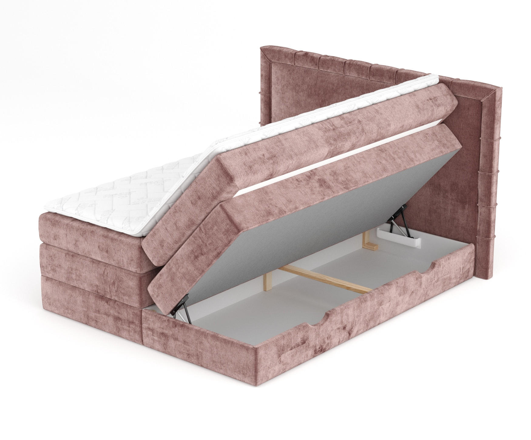 BOXSPRINGBETT Rosabel Rosa 200/200 cm mit Matratze und Topper - Pink/Schwarz, Holz/Holzwerkstoff (200/200cm) - Maison de Reve