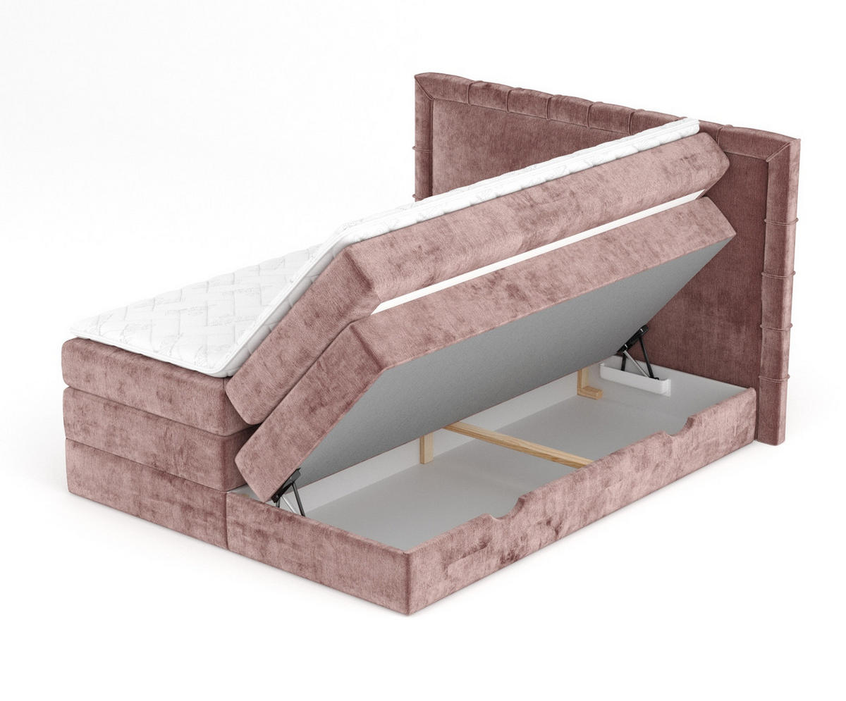 BOXSPRINGBETT Rosabel Rosa 200/200 cm mit Matratze und Topper - Pink/Schwarz, Holz/Holzwerkstoff (200/200cm) - Maison de Reve