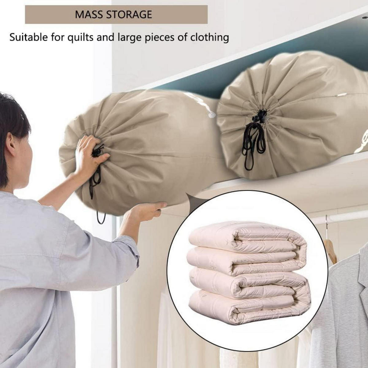 WÄSCHESACK 2-teiliges Set 125L Khaki - Olivgrün, Textil (66/92/66cm)