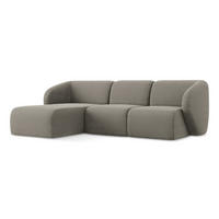 ECKSOFA Links Bouclé Stoff Grau - Schwarz/Grau, Holzwerkstoff/Kunststoff (248/166cm) - LaMiaSofa