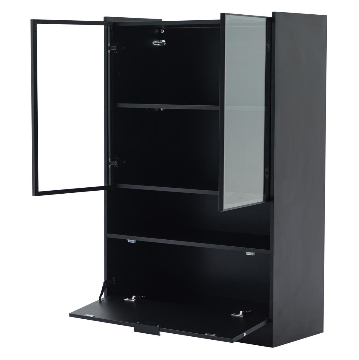 VITRINE 80/35/120 cm aus Spanplatte mit LED-Beleuchtung Schwarz - Schwarz, Holzwerkstoff (80/120/35cm) - Modenvie