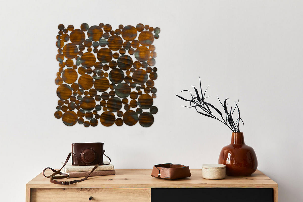 WANDDEKO Kupfer 78/78 cm - Kupferfarben, Metall (3.9/78/3cm) - KUNSTLOFT
