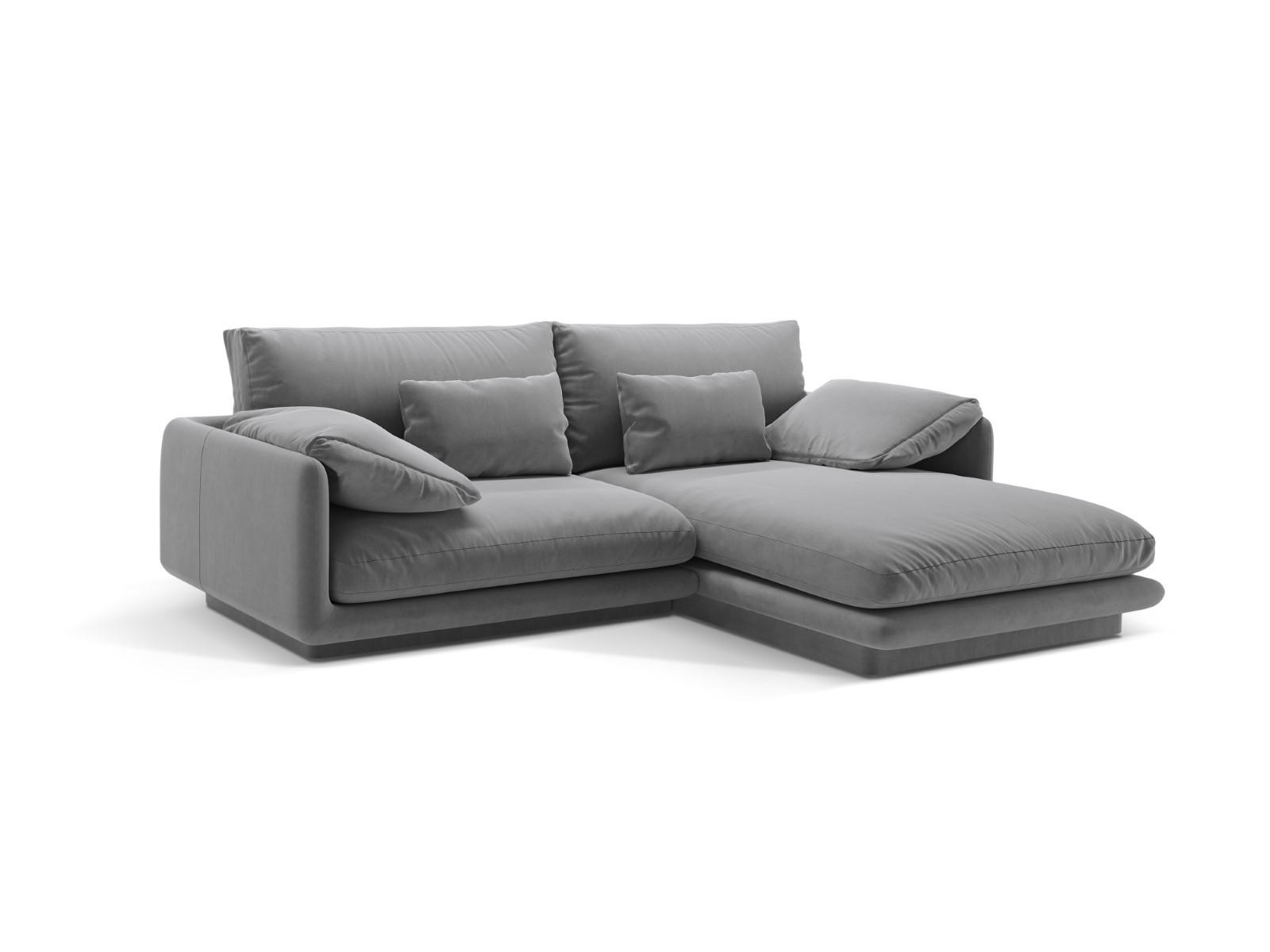 ECKSOFA rechts Torino aus Samt hellgrau 3 Sitzplätze - Hellgrau, Textil (170/220cm) - Micadoni
