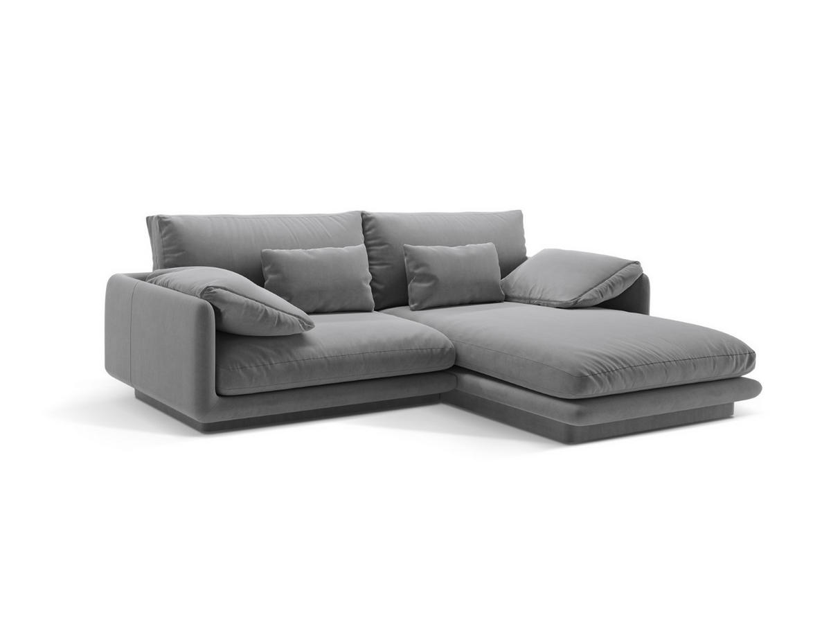 ECKSOFA rechts Torino aus Samt hellgrau 3 Sitzplätze - Hellgrau, Textil (170/220cm) - Micadoni