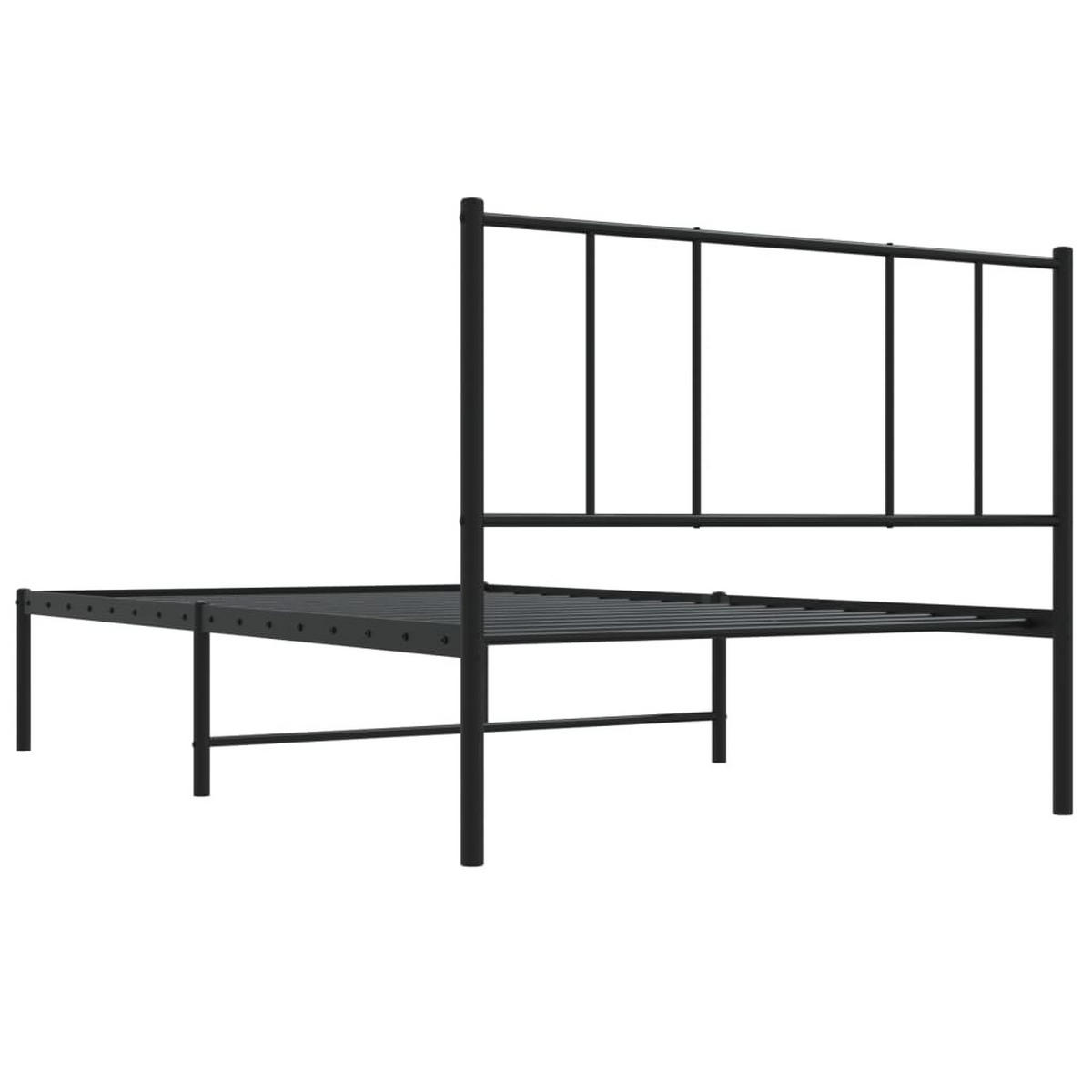 BETTGESTELL Mit Kopfteil Metall Schwarz 90/200 Cm - Schwarz, Metall (90/200cm) - vidaXL