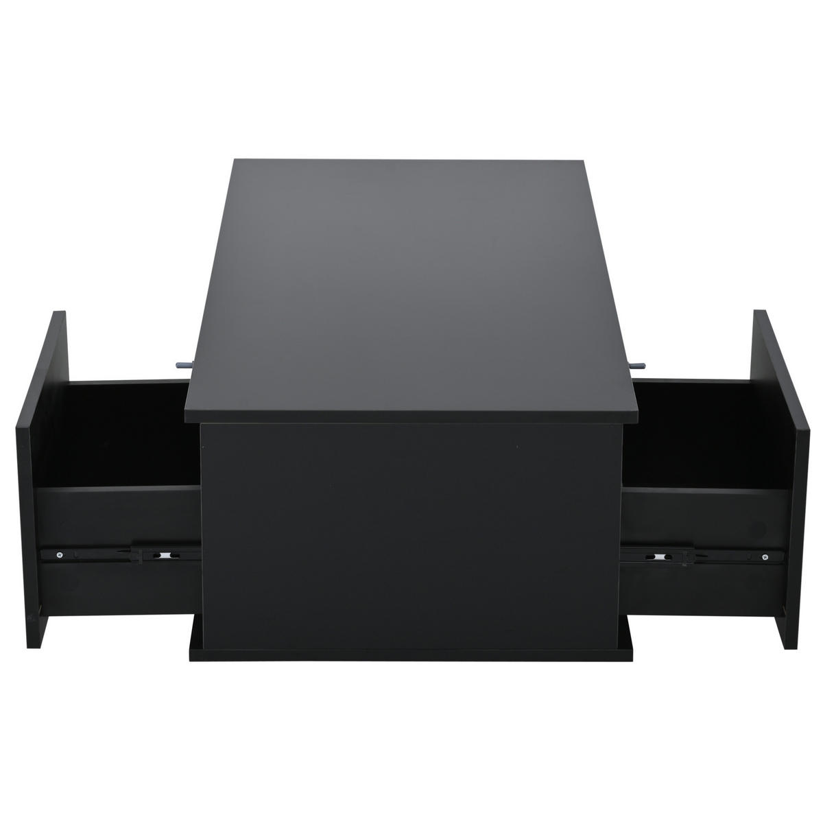 COUCHTISCH 100/50 cm mit 2 Schubladen, LED-Beleuchtung und Glasablage - Schwarz, Holzwerkstoff (100/50/30cm) - BEAOK
