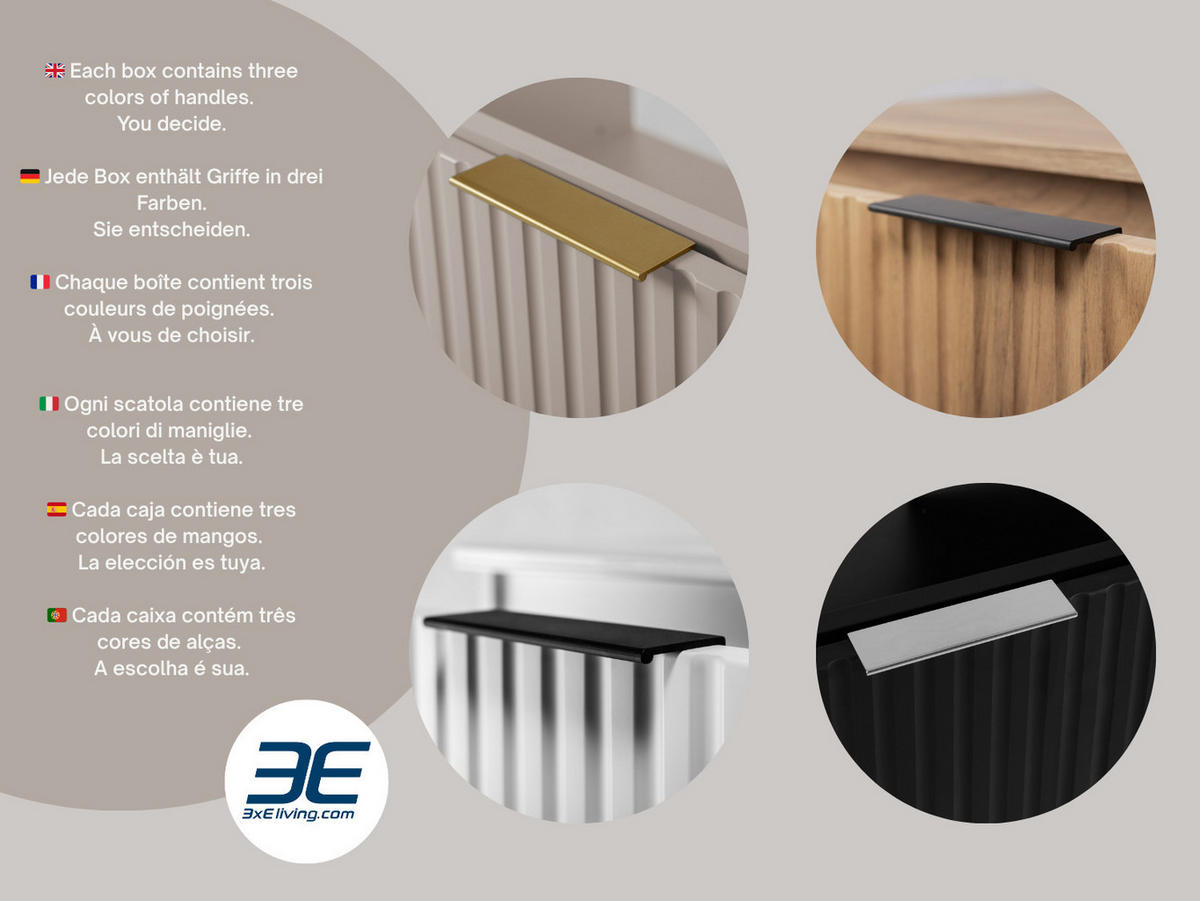 BADEZIMMERSCHRANK, Kaschmir, Schwarze Griffe, 120 x 77 x 46 cm - Kaschmir/Schwarz, Holzwerkstoff (120/77/46cm) - 3XE LIVING