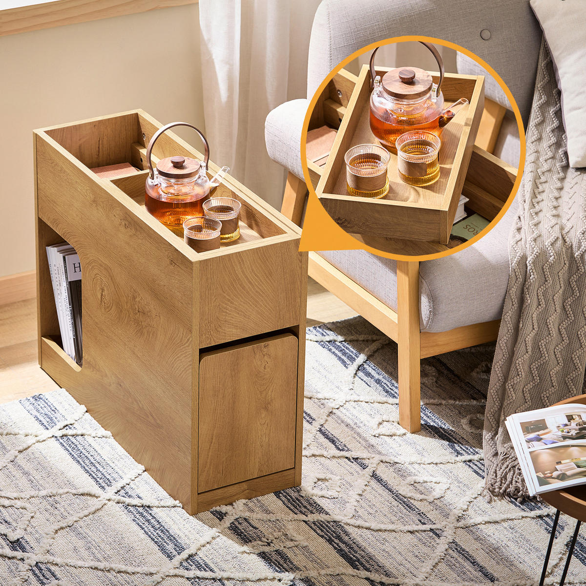 NACHTTISCH Natur - Naturfarben, Holzwerkstoff (25/55/70cm) - SoBuy
