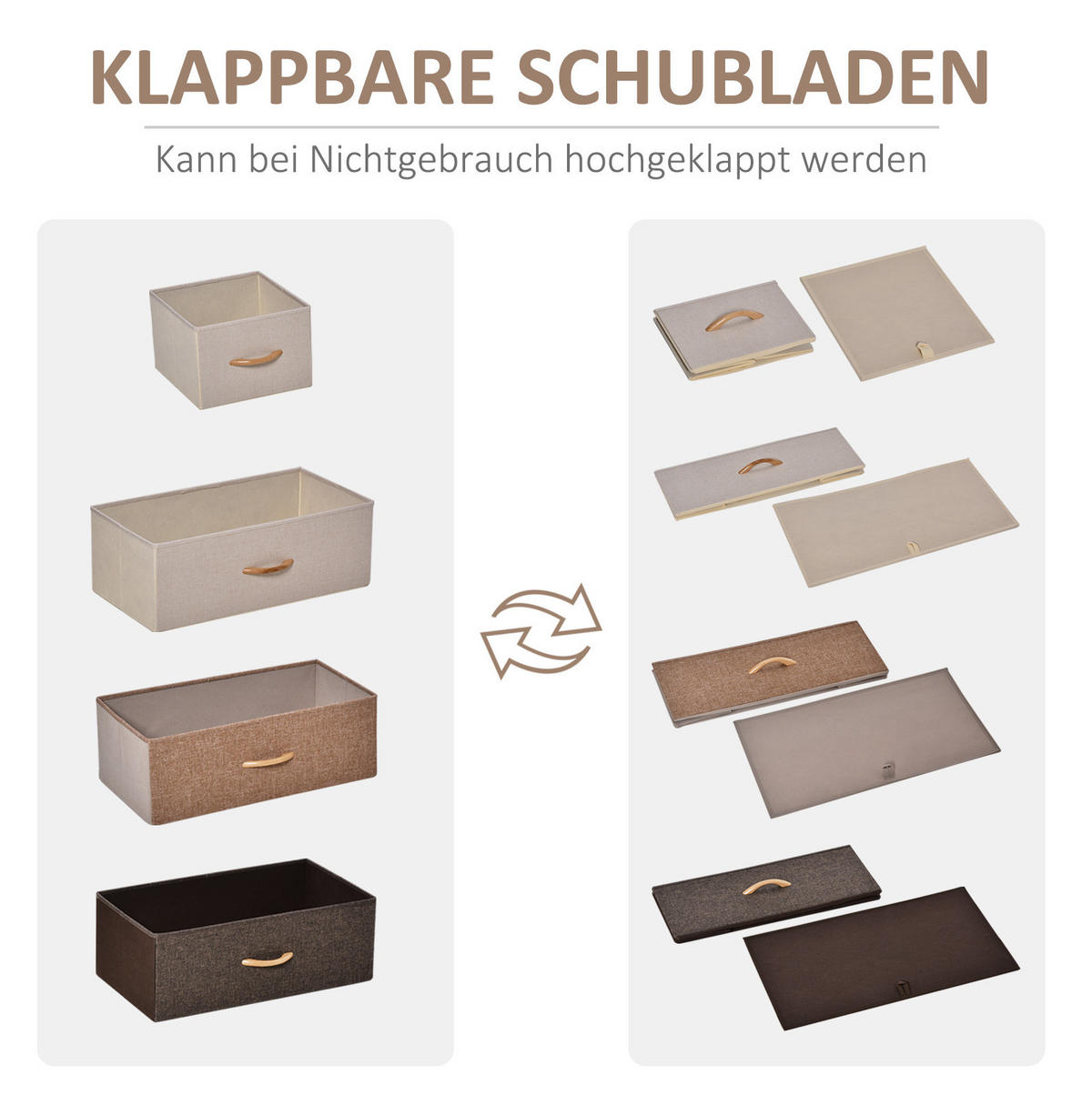 KOMMODE 58/29/99 cm mit 5 Stoffschubladen und Kippschutz - Weiß, Textil (58/99/29cm) - BEAOK