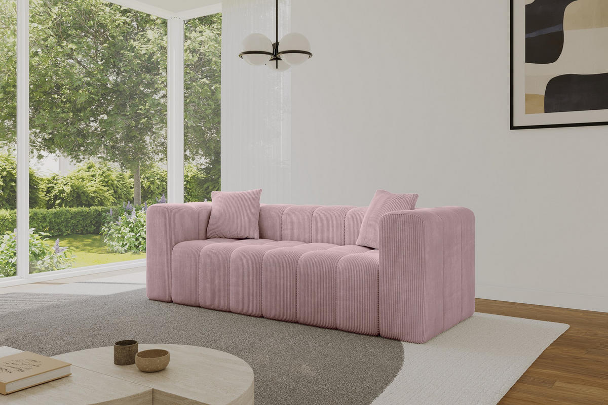POHOVKA 2-MÍSTNÁ DONY-2 232x90x71 cm Růžová Manšestr - růžová/černá, kompozitní dřevo/textil (232/71/90cm) - ALTDECOR