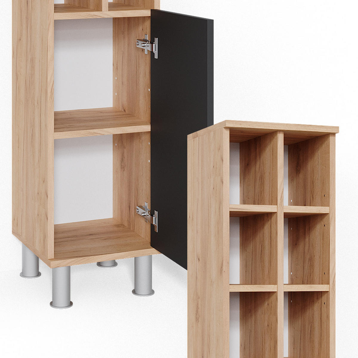 MIDISCHRANK Fynn Anthrazit 30 x 130.6 cm große Tür - Anthrazit, Holzwerkstoff (30/130.6/30cm) - Vicco