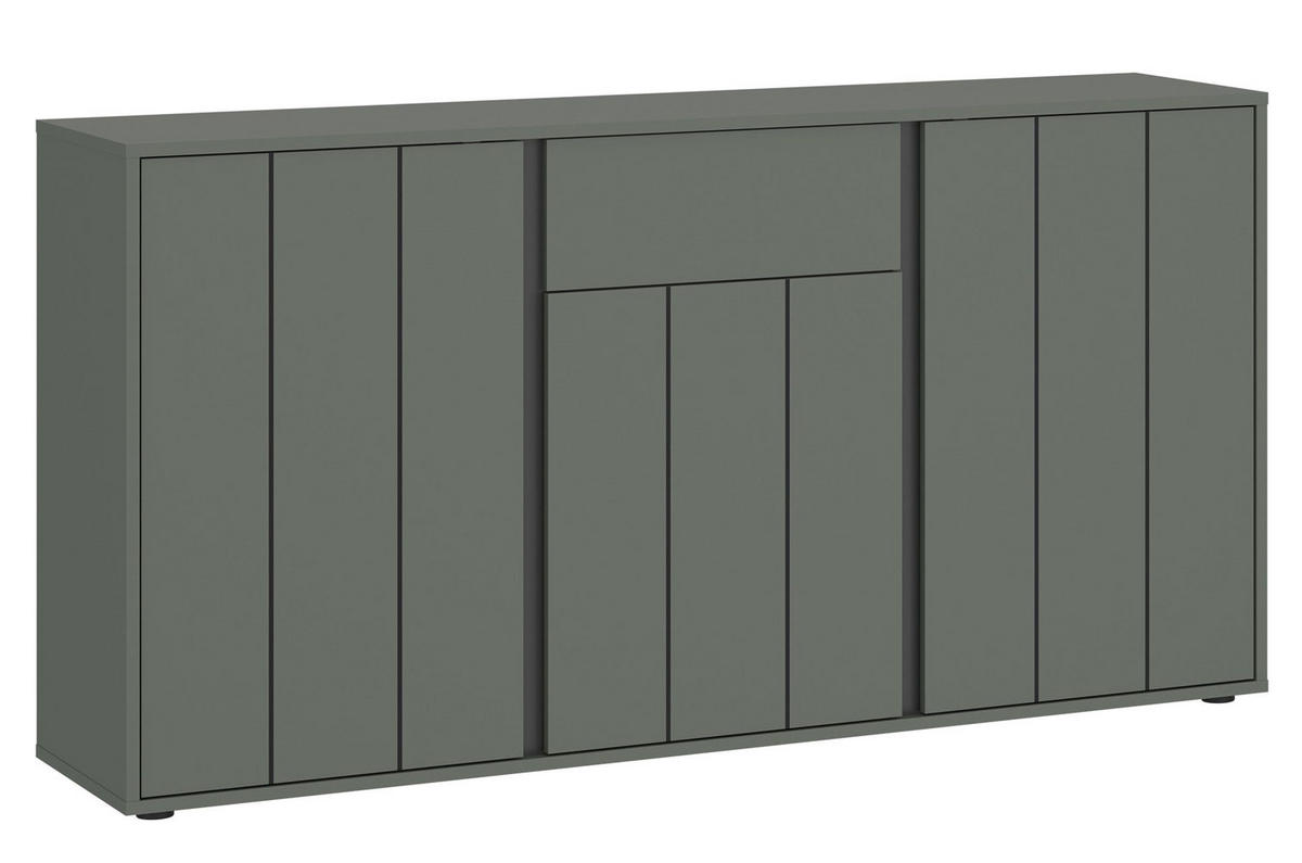SIDEBOARD Veddel grau-grün / anthrazit 155 / 40 / 82cm - Blaugrau/Grau, Holz/Holzwerkstoff (155/82/40cm) - Feldmann-Wohnen