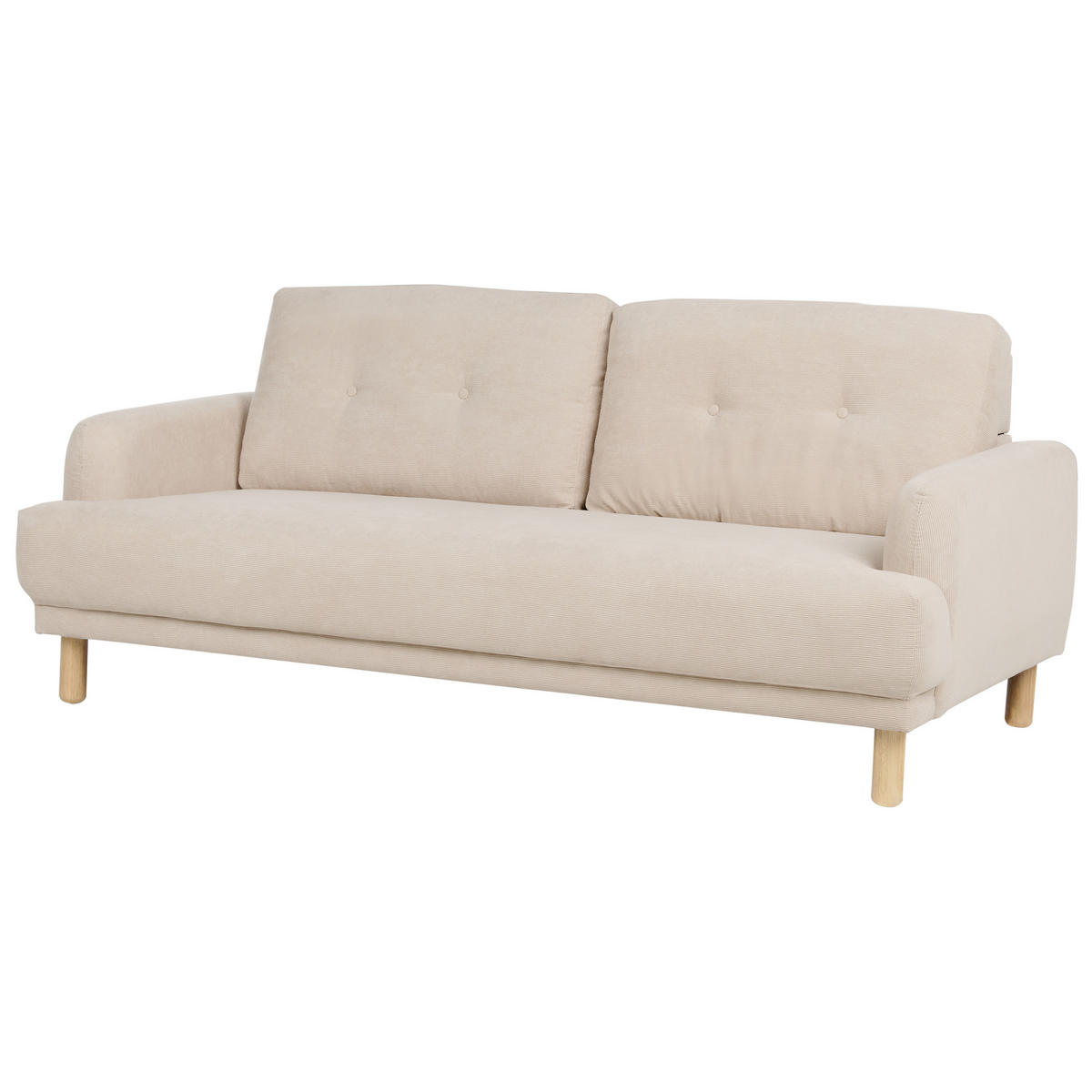 3-SITZER-SOFA Cord beige Tuve - Hellbraun/Beige, Textil (199/85/90cm) - Beliani