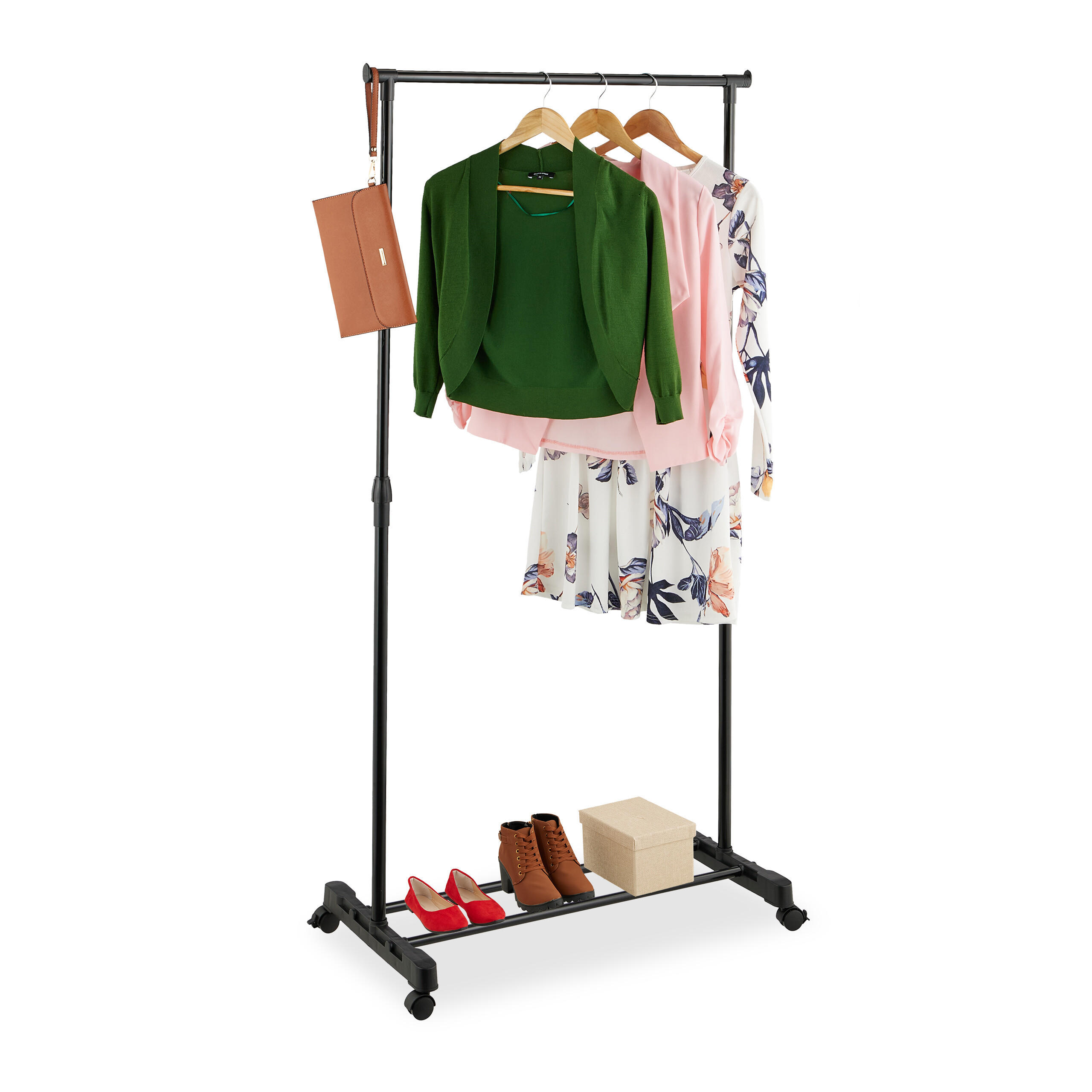 KLEIDERSTÄNDER - Schwarz, Kunststoff/Metall (75.5/161/42.5cm) - Relaxdays