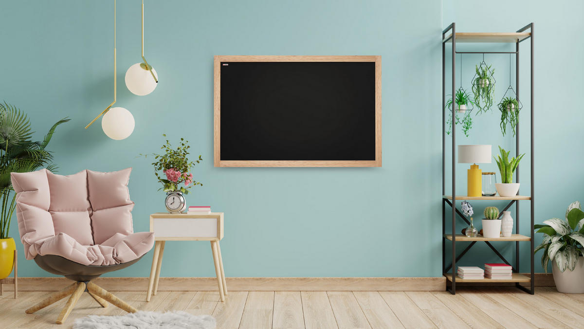 KREIDETAFEL mit naturlackierten Holzrahmen 120x90cm - Schwarz, Holz (120/90/2cm) - ALLboards