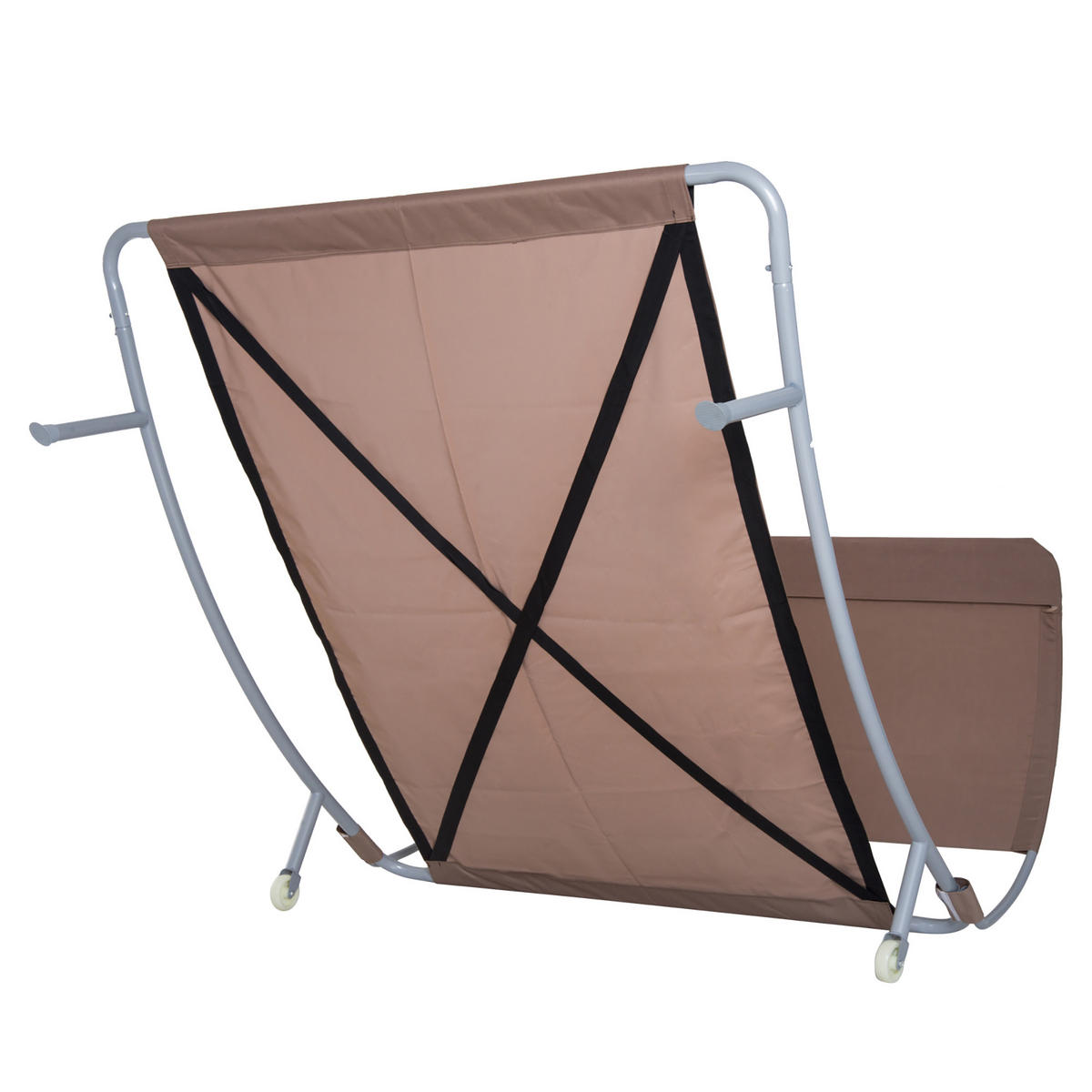 GARTENLIEGE DE-15600 verstellbares Dach, 2 Kissen + Rollen Dunkelbraun - Dunkelbraun, Metall (170/130/200cm) - ComfortXL